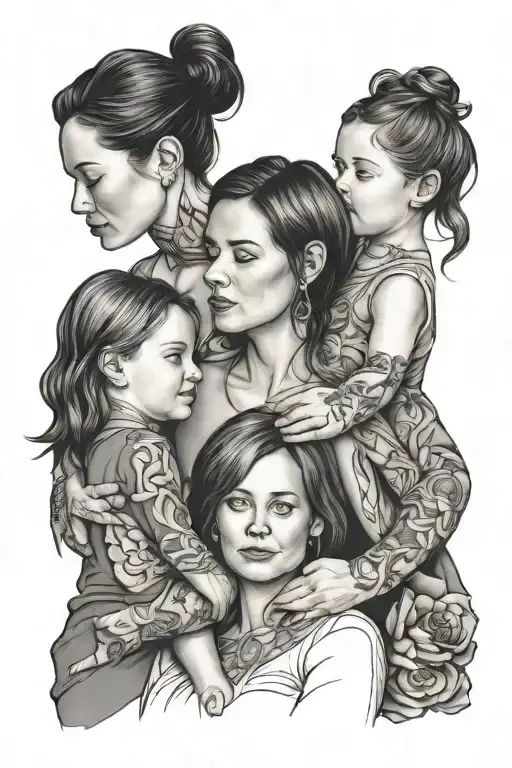 Mother With 3 Daughter