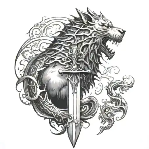 Game Of Thrones Sword Shadowdog Realistic Portrait