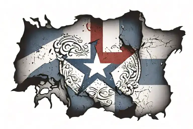 Tattered Texas Flag With Dlp Initial In It Needs