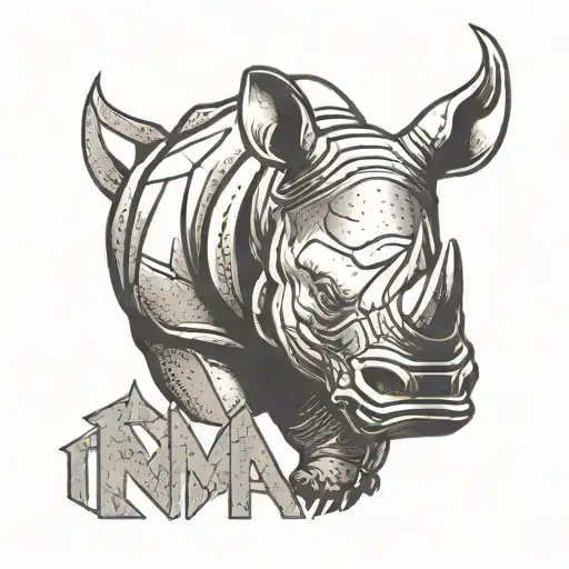 Rhino Head Inside Of An Ironman Logo