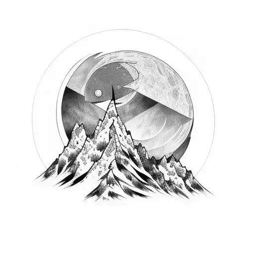 Mountain Forest Moon Black