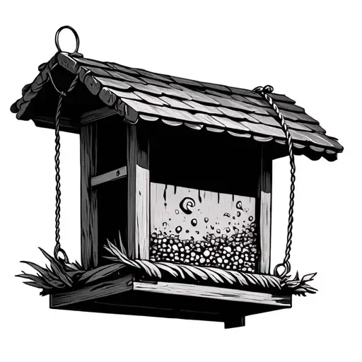 Bird Feeder On Ropes With A Roof