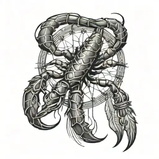 Scorpion Intertwined Within A Dream Catcher Very Detailed