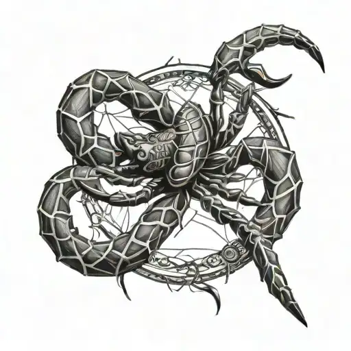 Feminine Scorpion Intertwined Within A Dream Catcher Very Detailed