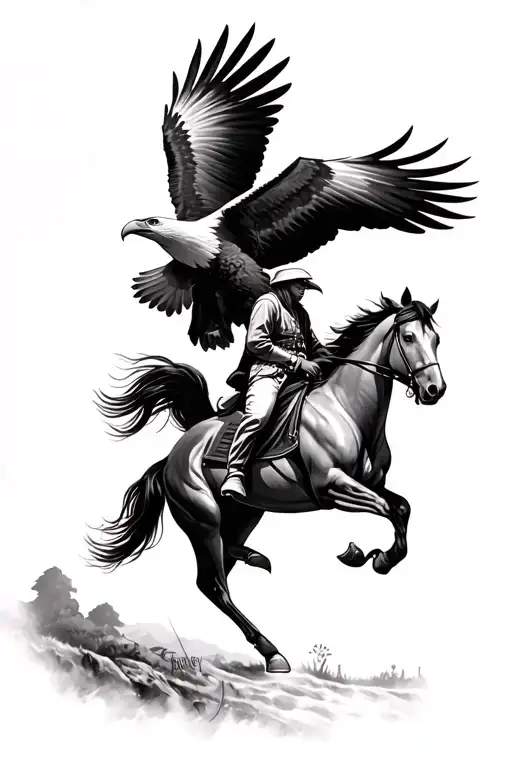 Eagle Flying And Indian On A Horse And Get The Name Stanley In There