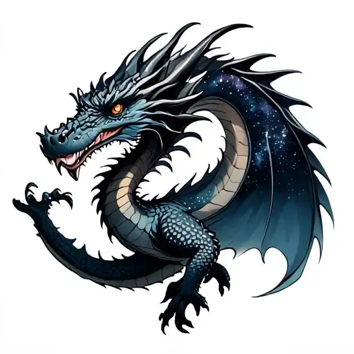 Heating And Cooling Dragon With Galaxy