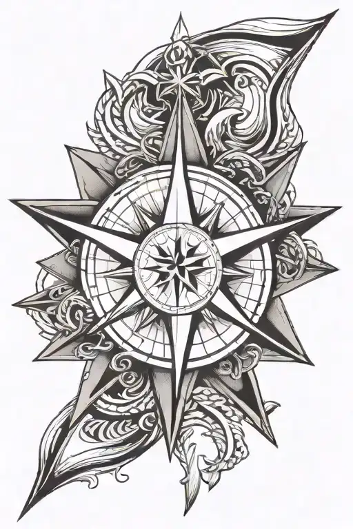 Nautical Star With Compass