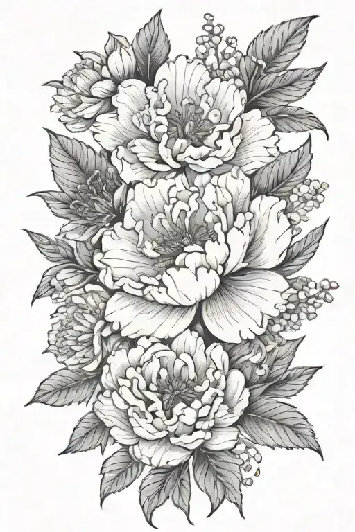 Peony Violet Lilly Of The Valley Marigold