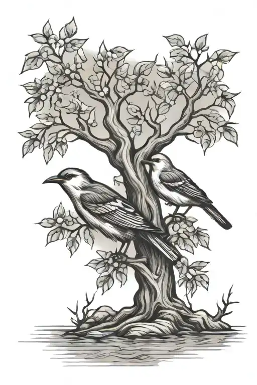 Bird Tree Sea