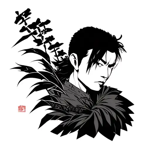 Yakuza Game Themed Tattoo Lineart Simple No Color