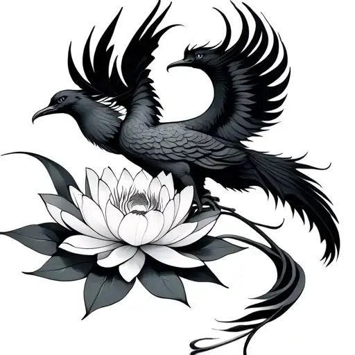 Lotus Flower And Phoenix Rising