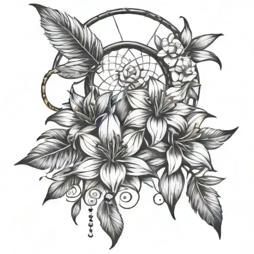 Dream Catcher And Lily Flowers
