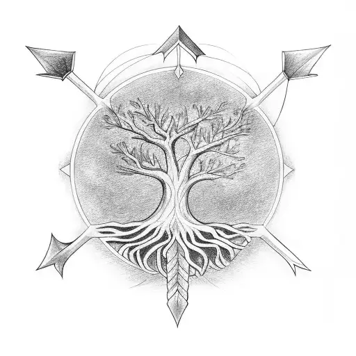 Tree Of Life And Arrow And 3 Little Birds