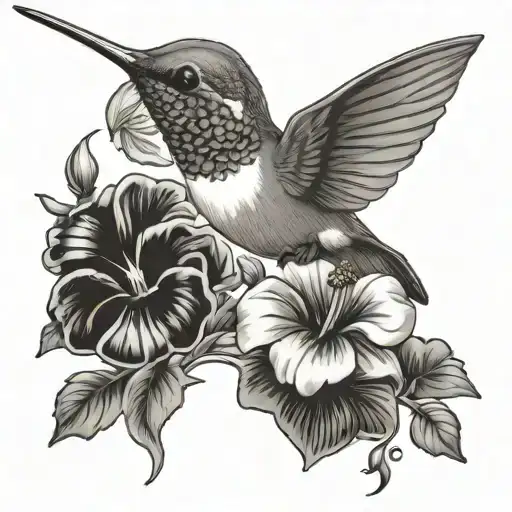 Hummingbird With A Pansy Flower
