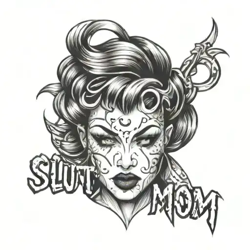 Slutty Mom Written Horizontal No Drawing