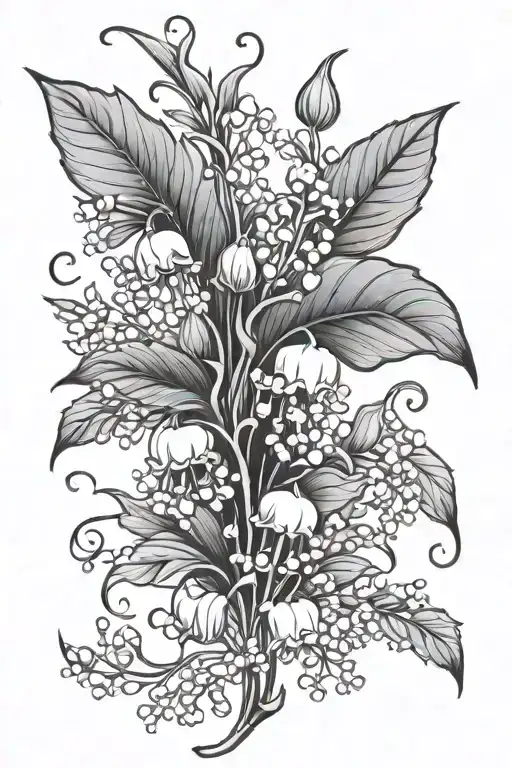 Lily Of The Valley Flower With Holly Flower And Morning Glory