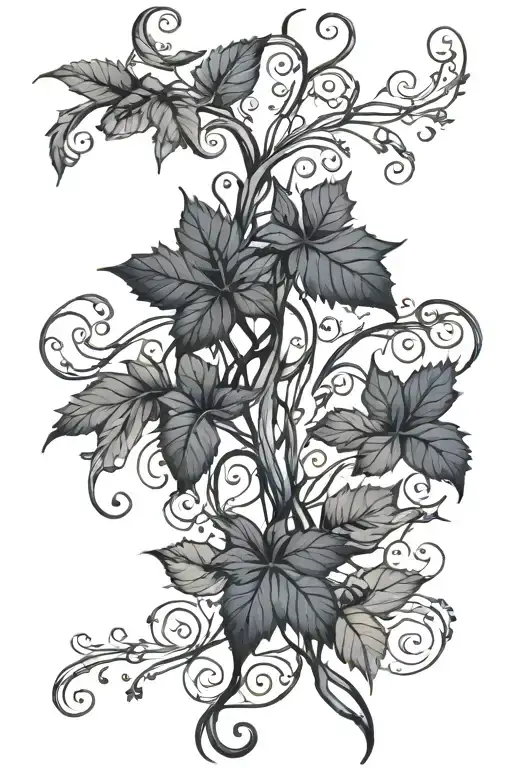 Long Vine Growing With Blue Leaves