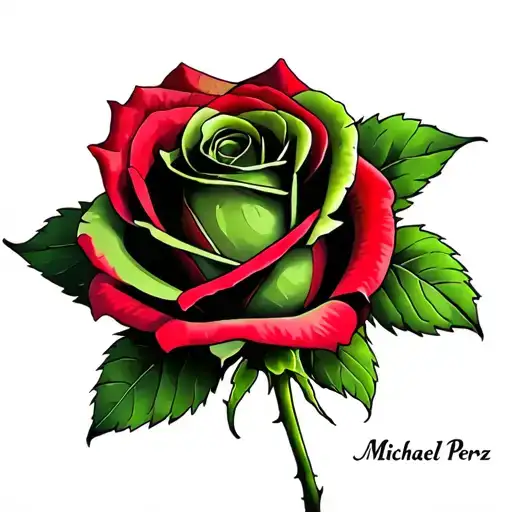A Rose That's Green And Red With My Dads Name As The Stem Michael Perez
