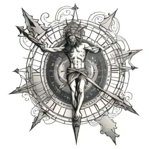 Jesus Crucified On A Compass