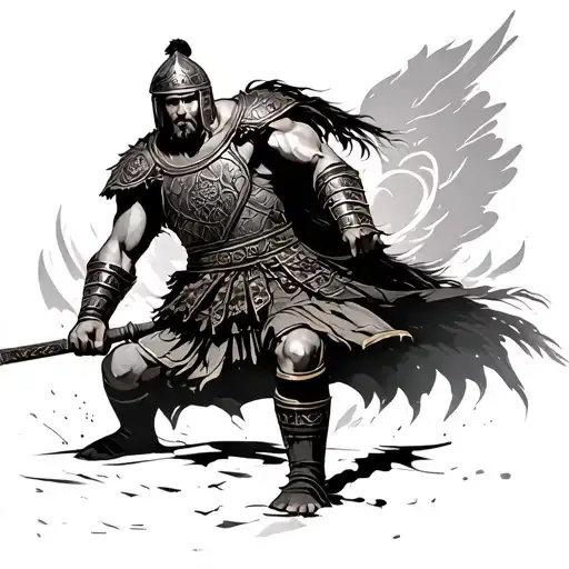 Roman Gladiator Fighting Samurai Warrior