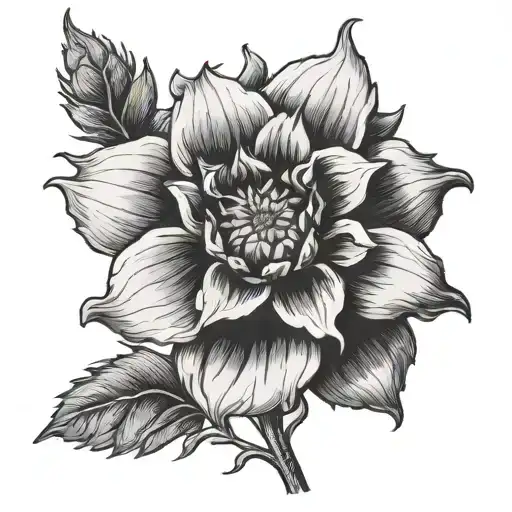 Black Dahlia Flower With Stem