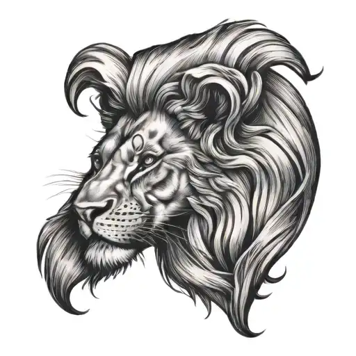 Half Human Half Lion Head Tattoo Holding