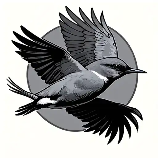 Small Bird Flying In The Sky