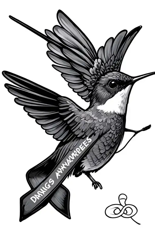 Hummingbird With Drug Awarness Ribbon