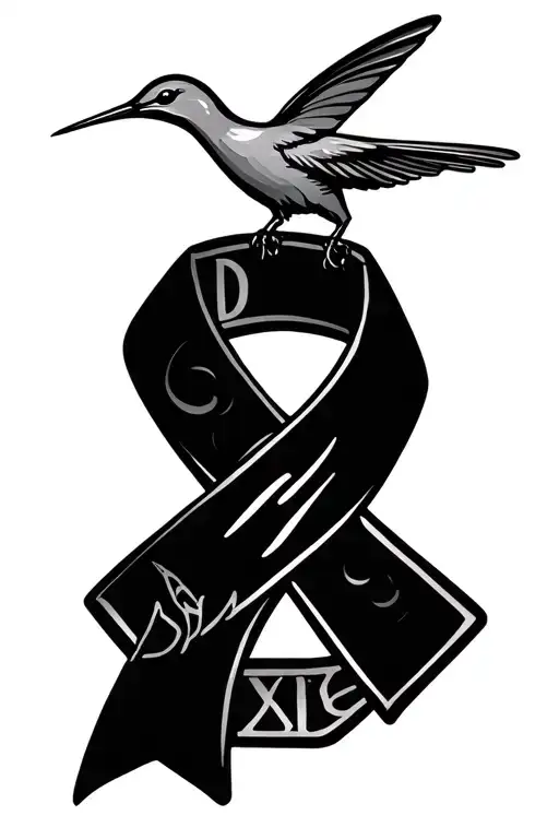 Drug Awarness Ribbon With Humming Bird