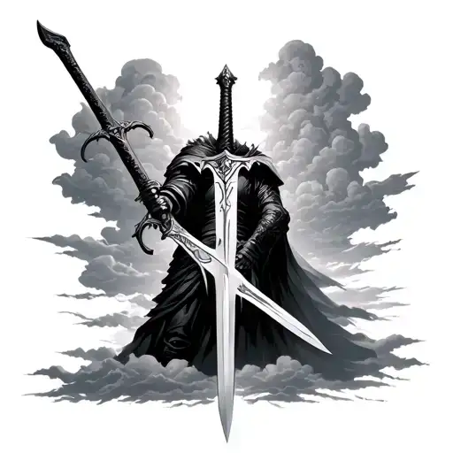 Arch Angle Michale With Big Sword With Clouds