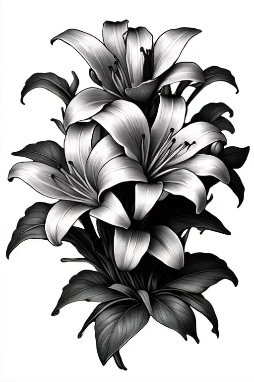 Full Of Lily Flowers In Small With Leaves