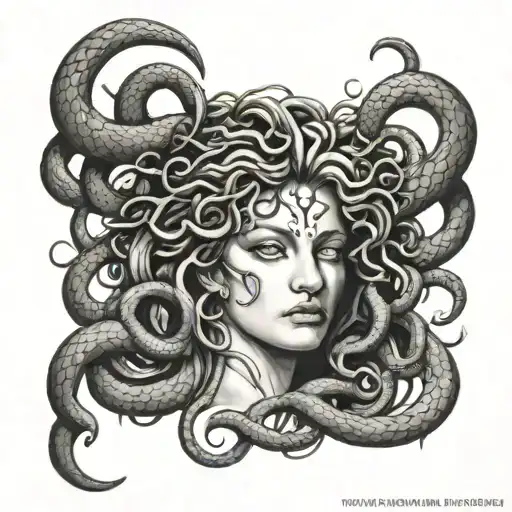 Medusa Written Surrounded By Snakes