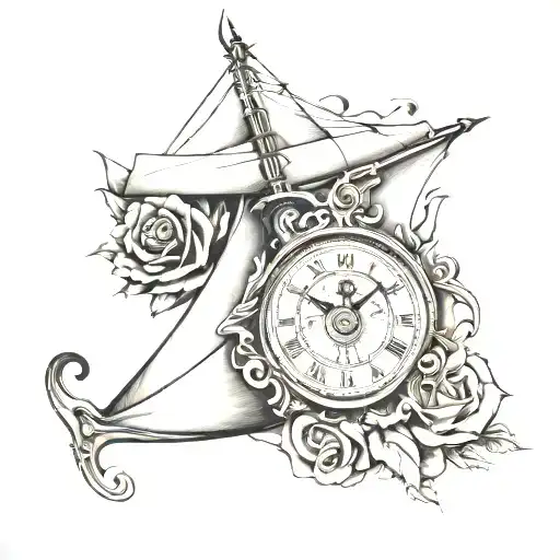 Sail Boat Rose Dice Old Gun Clock Face