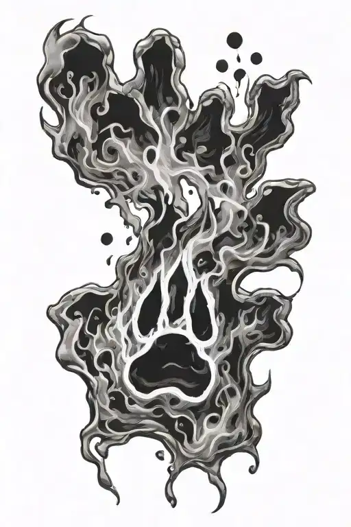 Campfire With Smoke Rising Forming A Dog Paw Print