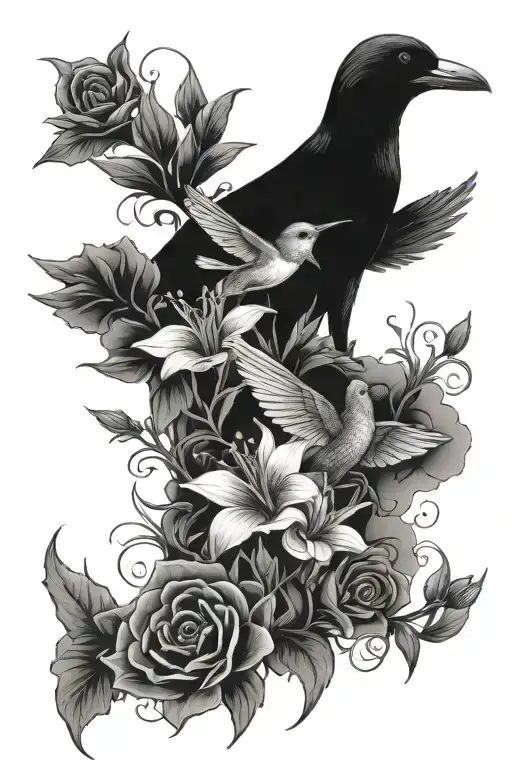 Flower And Humming Birds And Long Dog Wearing