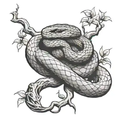 Snake Wrapped Around A Tree