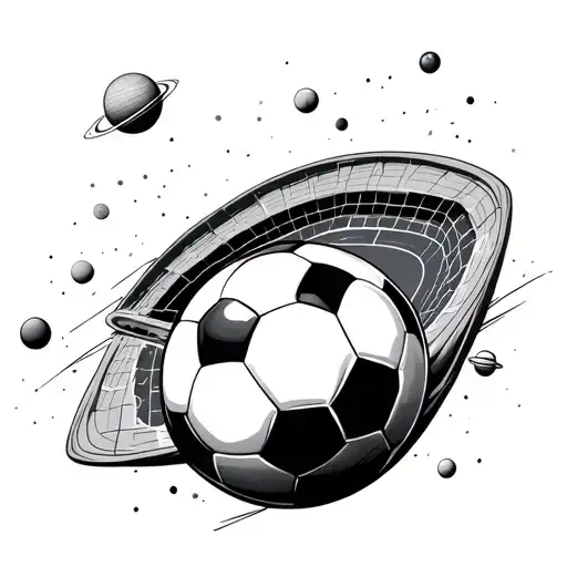Soccer At The Football Stadium Surrounded By Planets