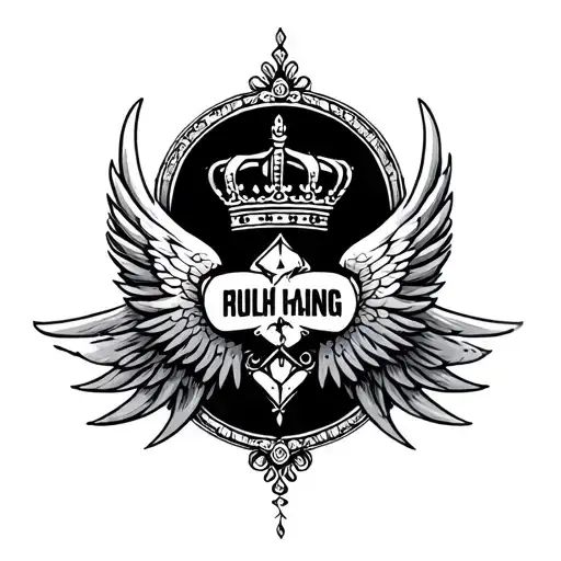 Wings Spred With Crown In Center Surrounded