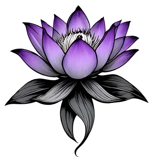 A Purple Lotus Flower With The Ombol Under