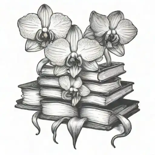 Orchid Blooming With Books