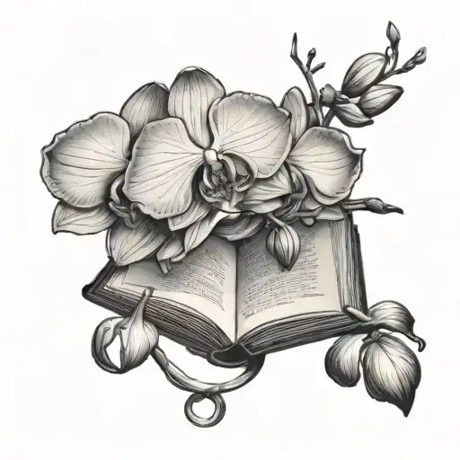 Orchid Blooming With Open Book