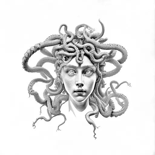 Medusa In Greek Sculpture Style