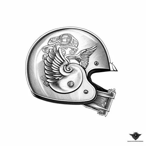 Motorcycle Helmet With Angel Wings On Either Side