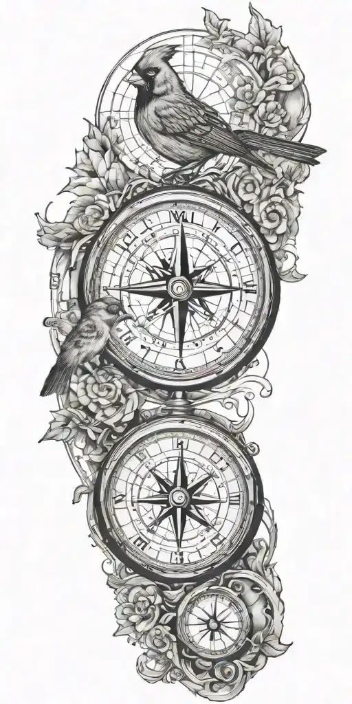 Map With One Compass And One Red Cardinal