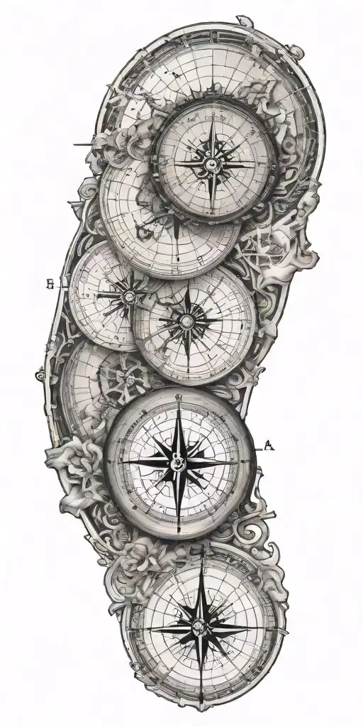 Large Geographical Map With One Compass