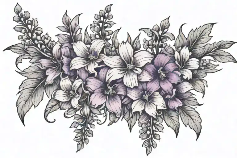 Roman Numerals And Purple Delphinum