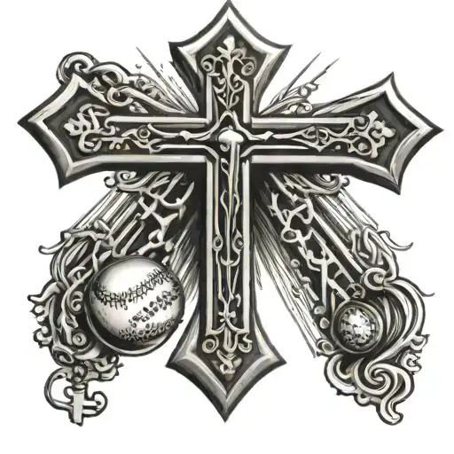 Cross With Rosary And Baseball Diamond