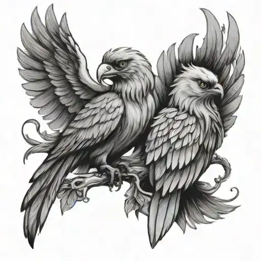 Leo And Phoenix Bird Sitting