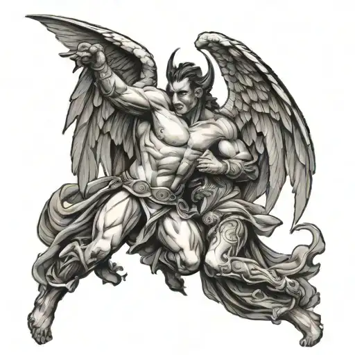 Devil With Angel Battle Scene Inspired