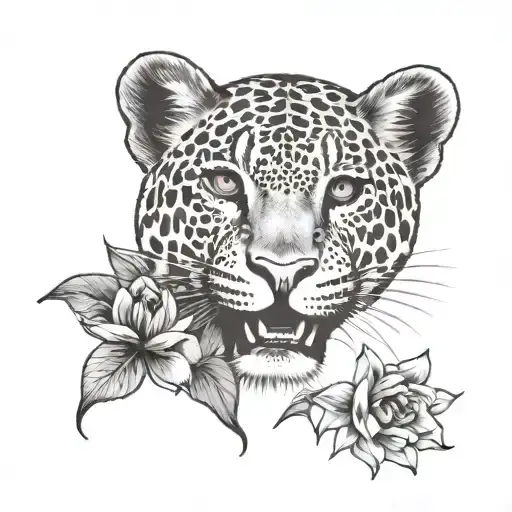 Leapord Print With 2000'S Look And Lotus Flower